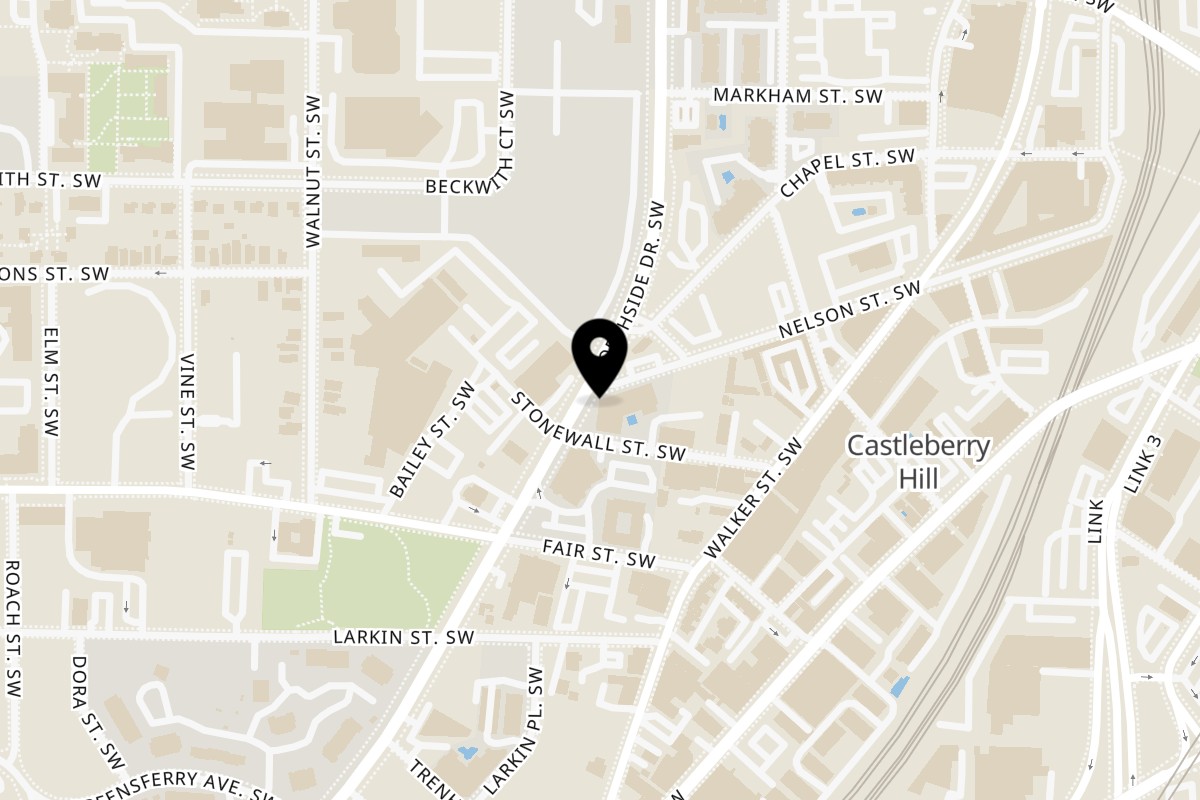 Map showing the location of Atlantucky Brewing on 170 Northside Dr SW suite 96 in Atlanta